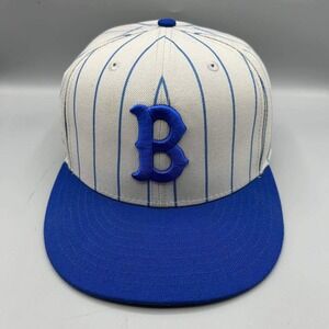 Brooklyn Dodgers Hat Men 8 Blue Gray Pinstripe Rings & Crwns Fitted Cap